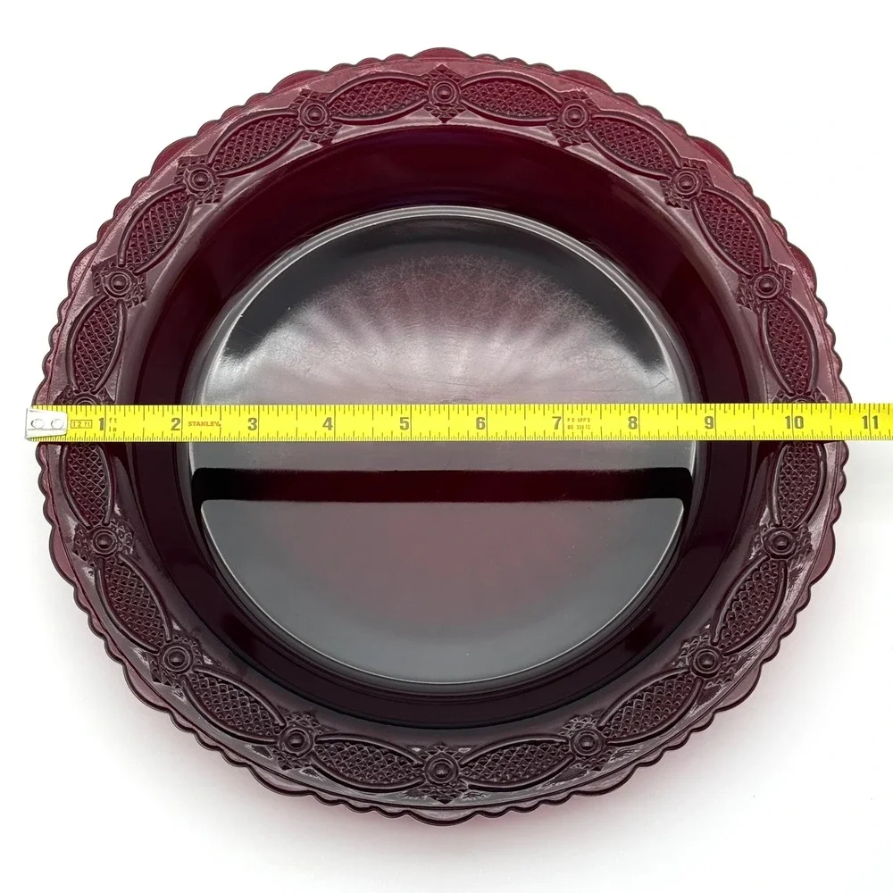 Avon 1876 Cape Cod Collection Pie Plate‎ Server Ruby Red Glass 1992 NIB